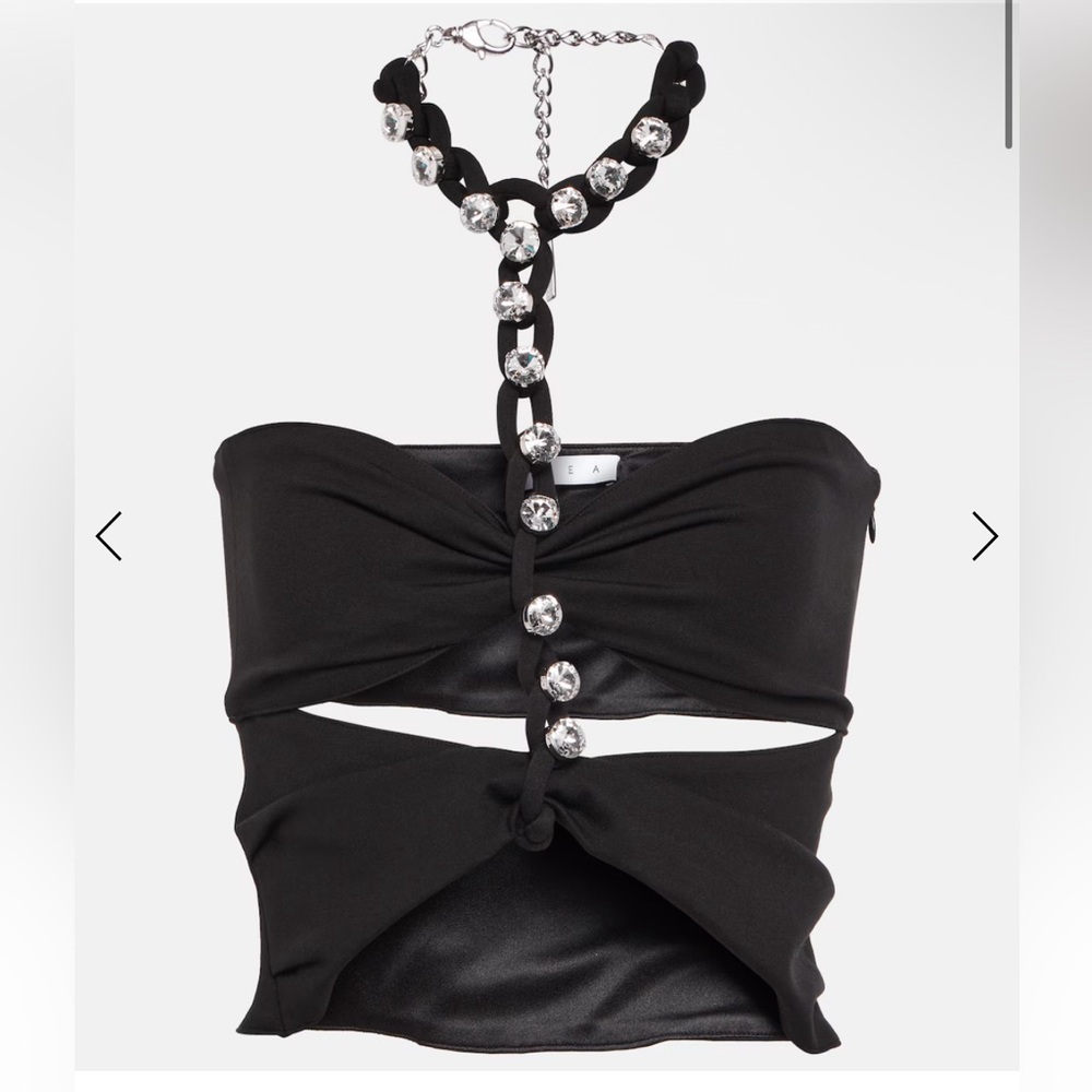 Area Black Strapless Top with Crystal Accents